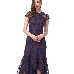 J S Collections FAWN JEWEL NECK HIGH-LOW DRESS